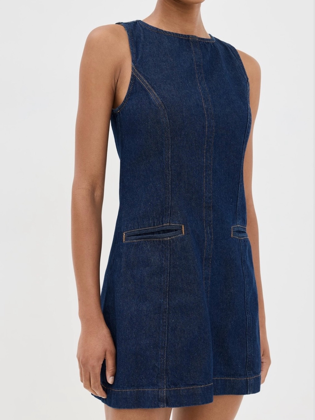 Nwt Reformation Citron Denim Mini Dress 6 Dark Wash Summer Chic Indie Resort
